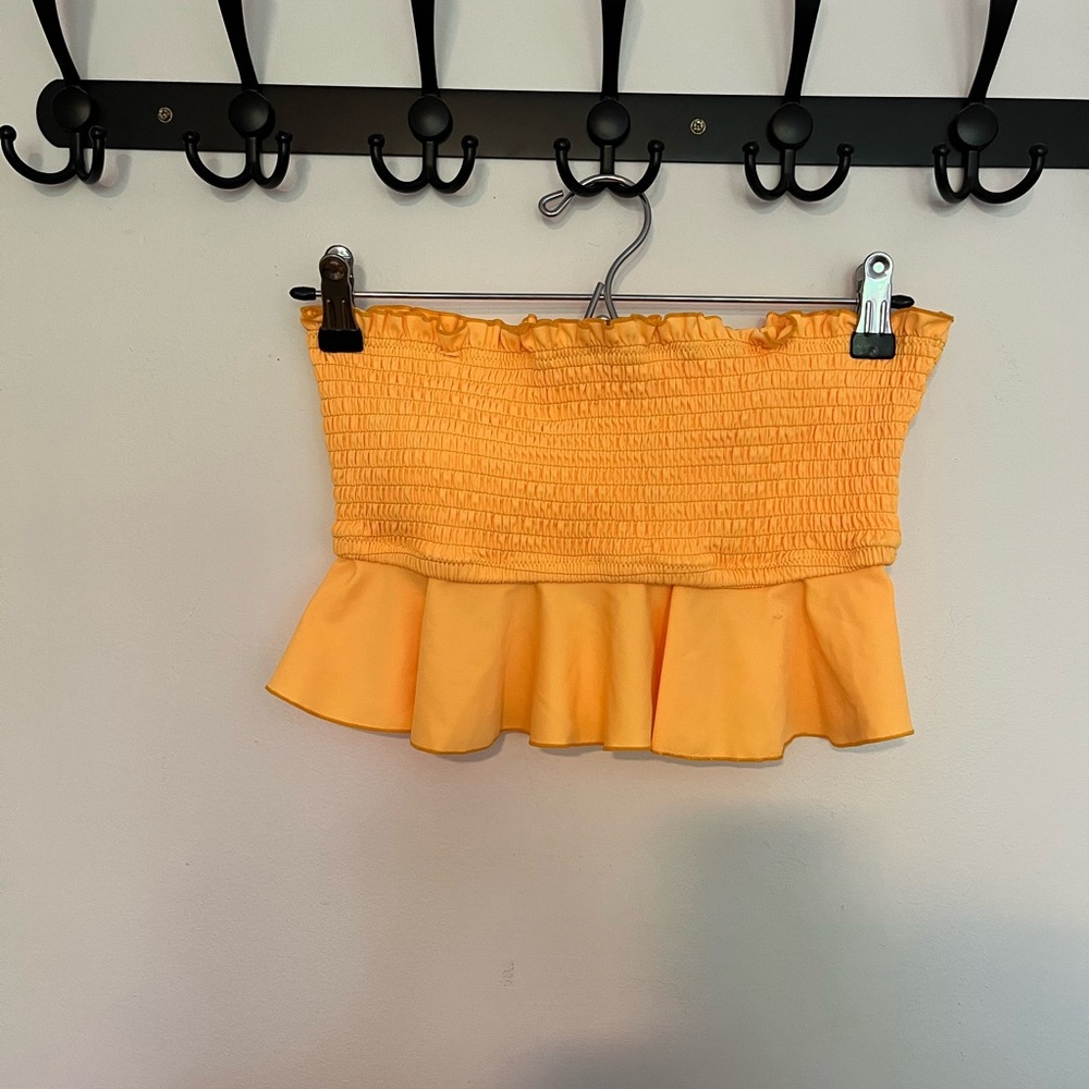 Yellow Ruffle Crop Bikini Top - Picture 10 of 12